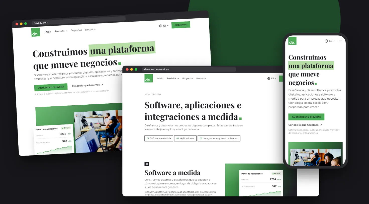 La web de Devecu en escritorio y móvil