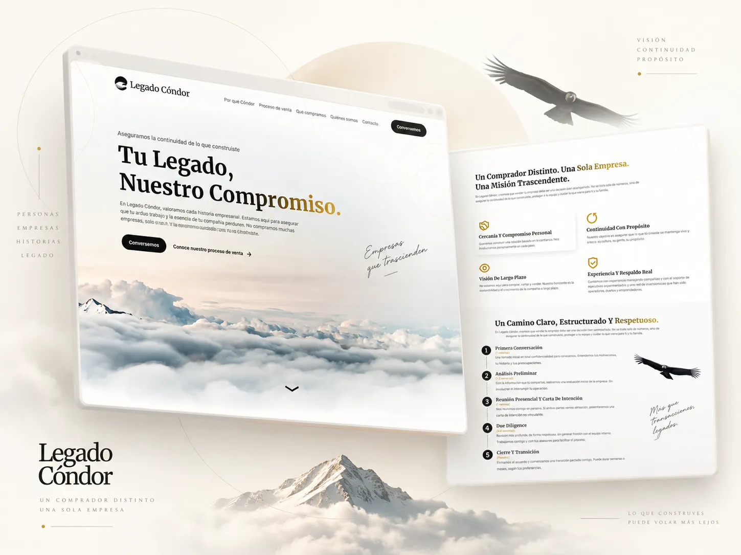 La web de Legado Cóndor en escritorio y móvil
